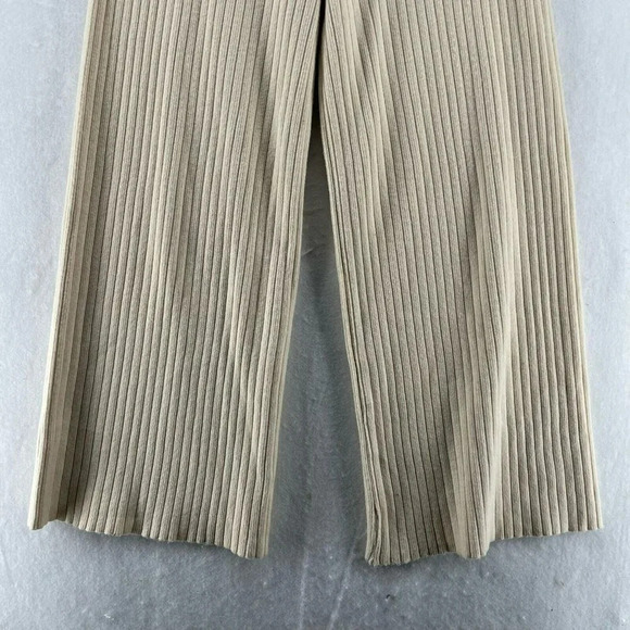J.ING Wide Leg Pants Womens Sz XS-S Cream Ribbed Loose High Rise Stretch Knitted - Picture 11 of 11